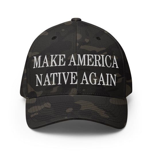Make Us Native Again Embroidered Stretch Fit Baseball Hat - Multicam Black / S/M