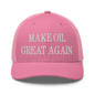 Make Oil Great Again Embroidered Mesh Trucker Hat - Pink