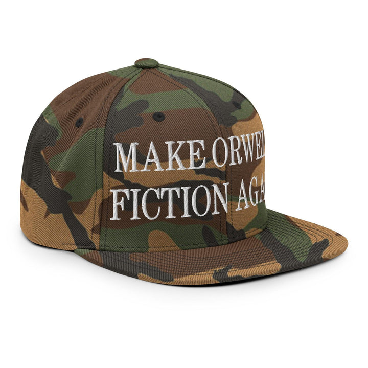 Make Orwell Fiction Again Embroidered Flat Bill Brim Snapback Hat