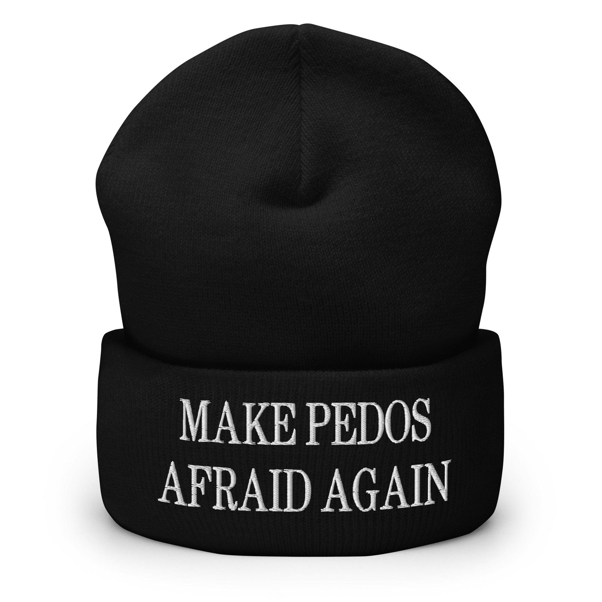 Make Pedos Afraid Again Embroidered Knit Cuffed Beanie - Black
