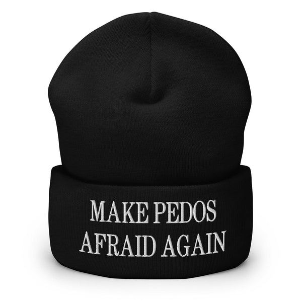 Make Pedos Afraid Again Embroidered Knit Cuffed Beanie - Black