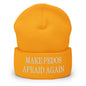 Make Pedos Afraid Again Embroidered Knit Cuffed Beanie - Gold