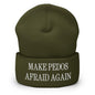 Make Pedos Afraid Again Embroidered Knit Cuffed Beanie - Olive