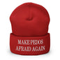 Make Pedos Afraid Again Embroidered Knit Cuffed Beanie - Red