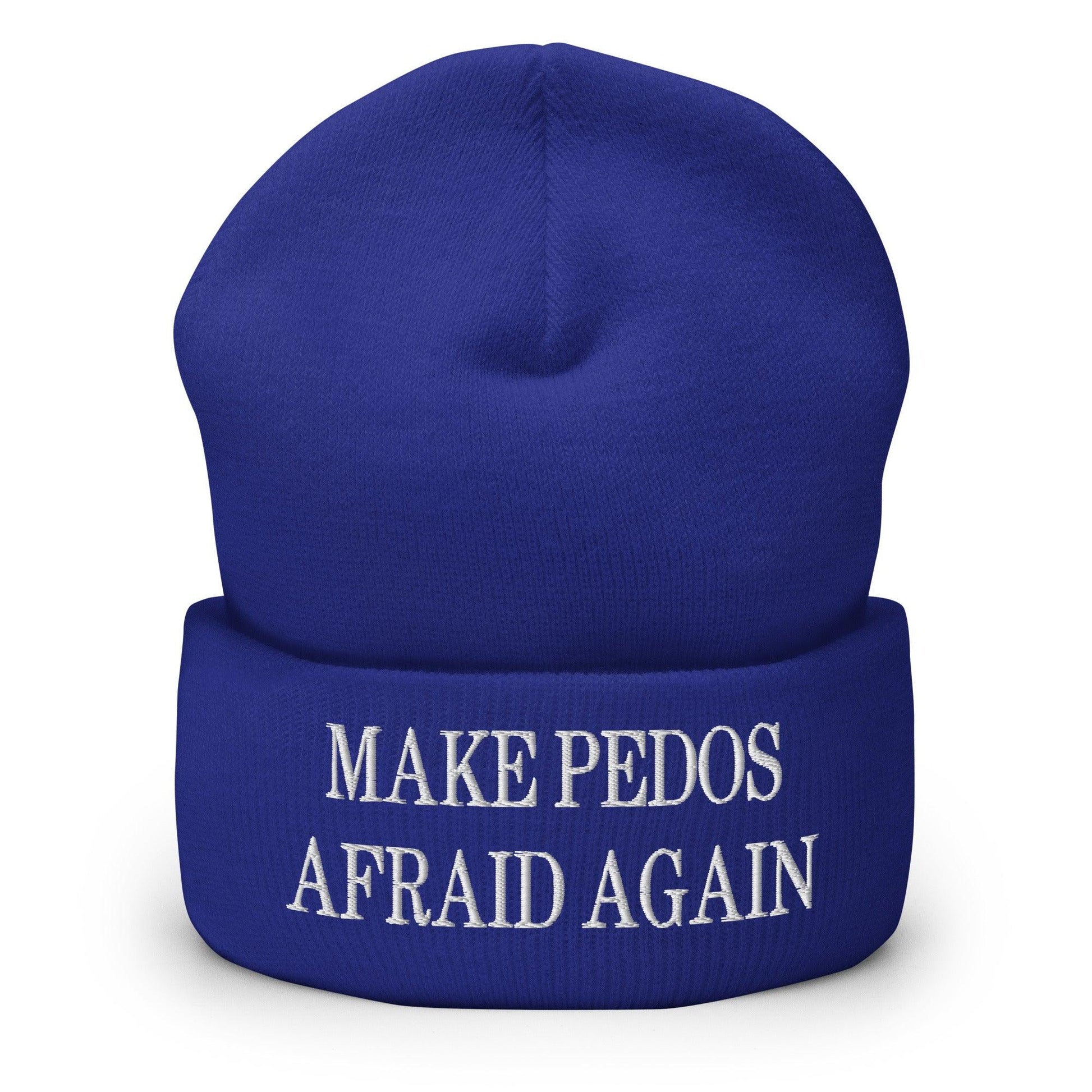 Make Pedos Afraid Again Embroidered Knit Cuffed Beanie - Royal