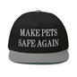 Make Pets Safe Again Embroidered 5 Panel Flat Bill Brim Snapback Hat - Black/ Grey