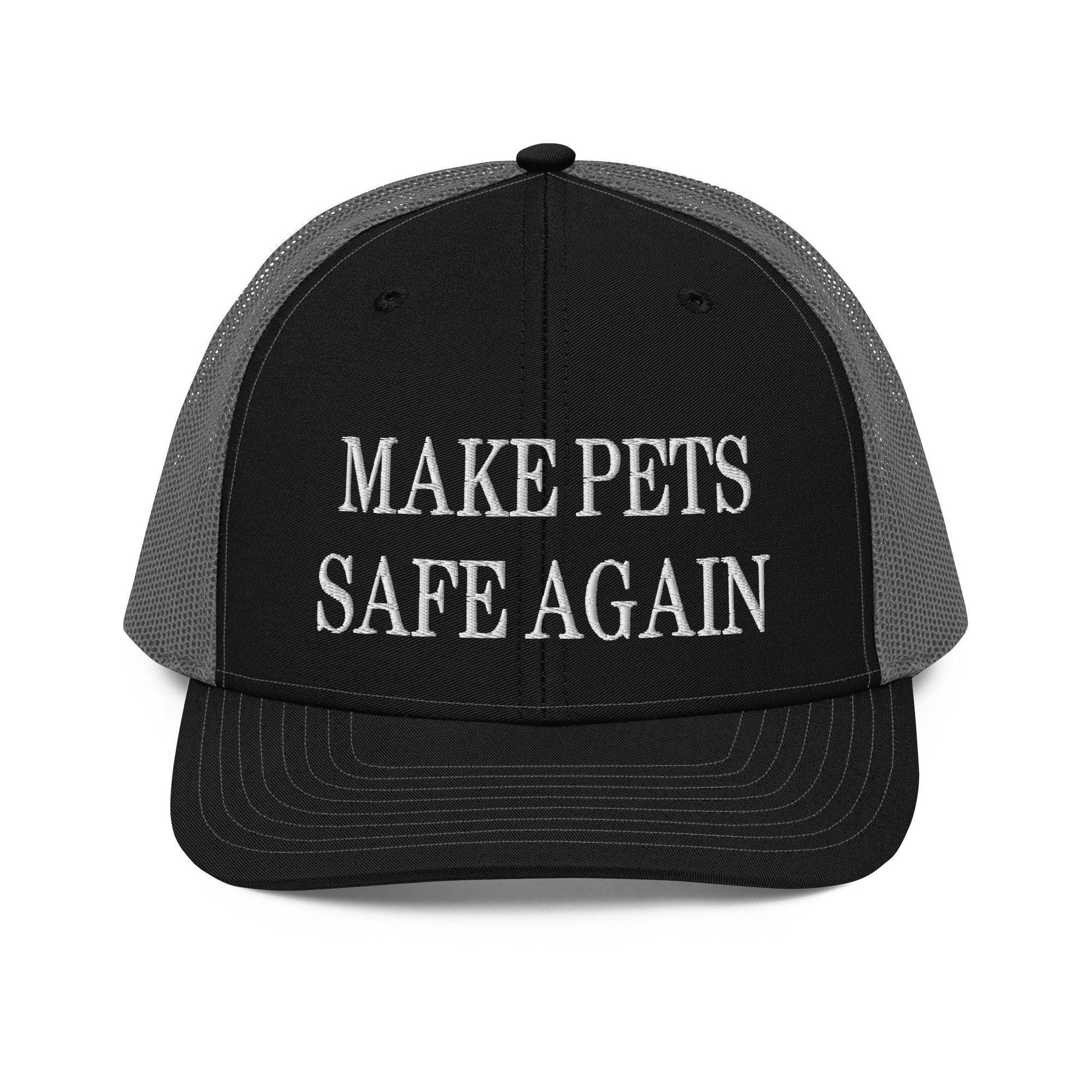 Make Pets Safe Again Embroidered Classic Mesh Trucker Hat - Black / Charcoal