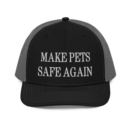 Make Pets Safe Again Embroidered Classic Mesh Trucker Hat - Black / Charcoal