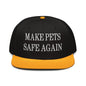 Make Pets Safe Again Embroidered Flat Brim Bill Snapback Hat - Gold / Black