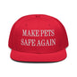 Make Pets Safe Again Embroidered Flat Brim Bill Snapback Hat - Red