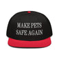 Make Pets Safe Again Embroidered Flat Brim Bill Snapback Hat - Red / Black