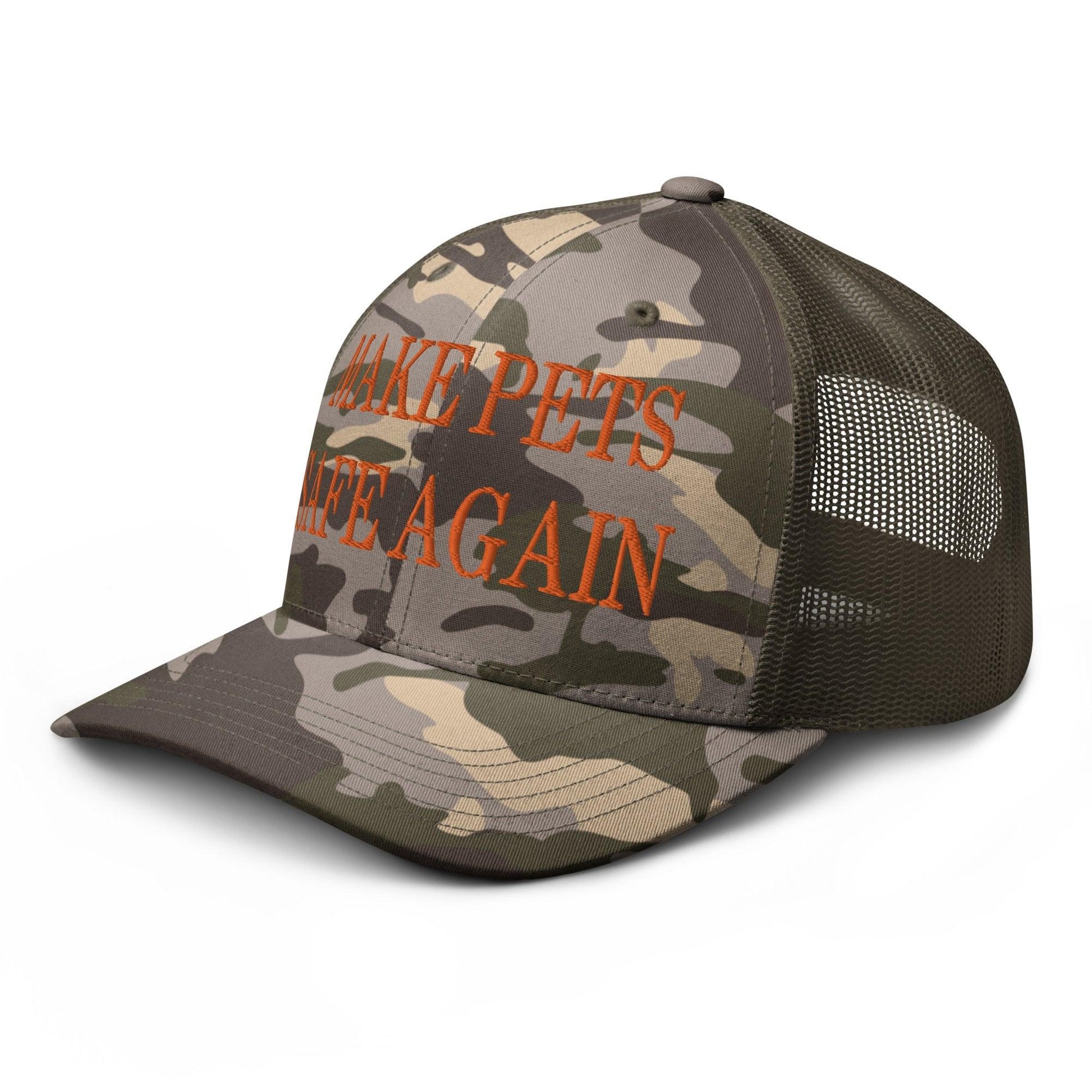 Make Pets Safe Again Embroidered Orange Camo Trucker Hat