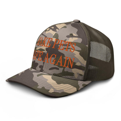 Make Pets Safe Again Embroidered Orange Camo Trucker Hat