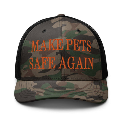 Make Pets Safe Again Embroidered Orange Camo Trucker Hat - Camo/Black