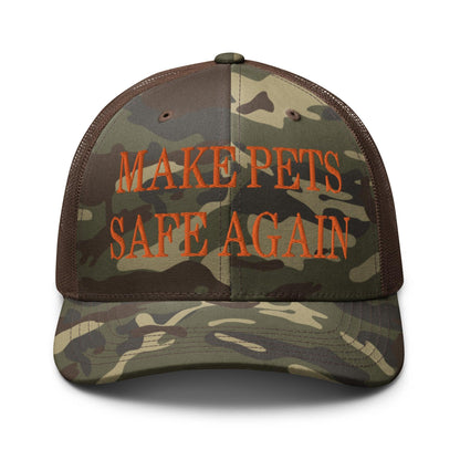Make Pets Safe Again Embroidered Orange Camo Trucker Hat - Camo/Brown