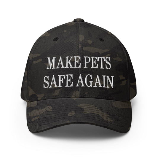Make Pets Safe Again Embroidered Stretch Fit Baseball Hat - Multicam Black / S/M