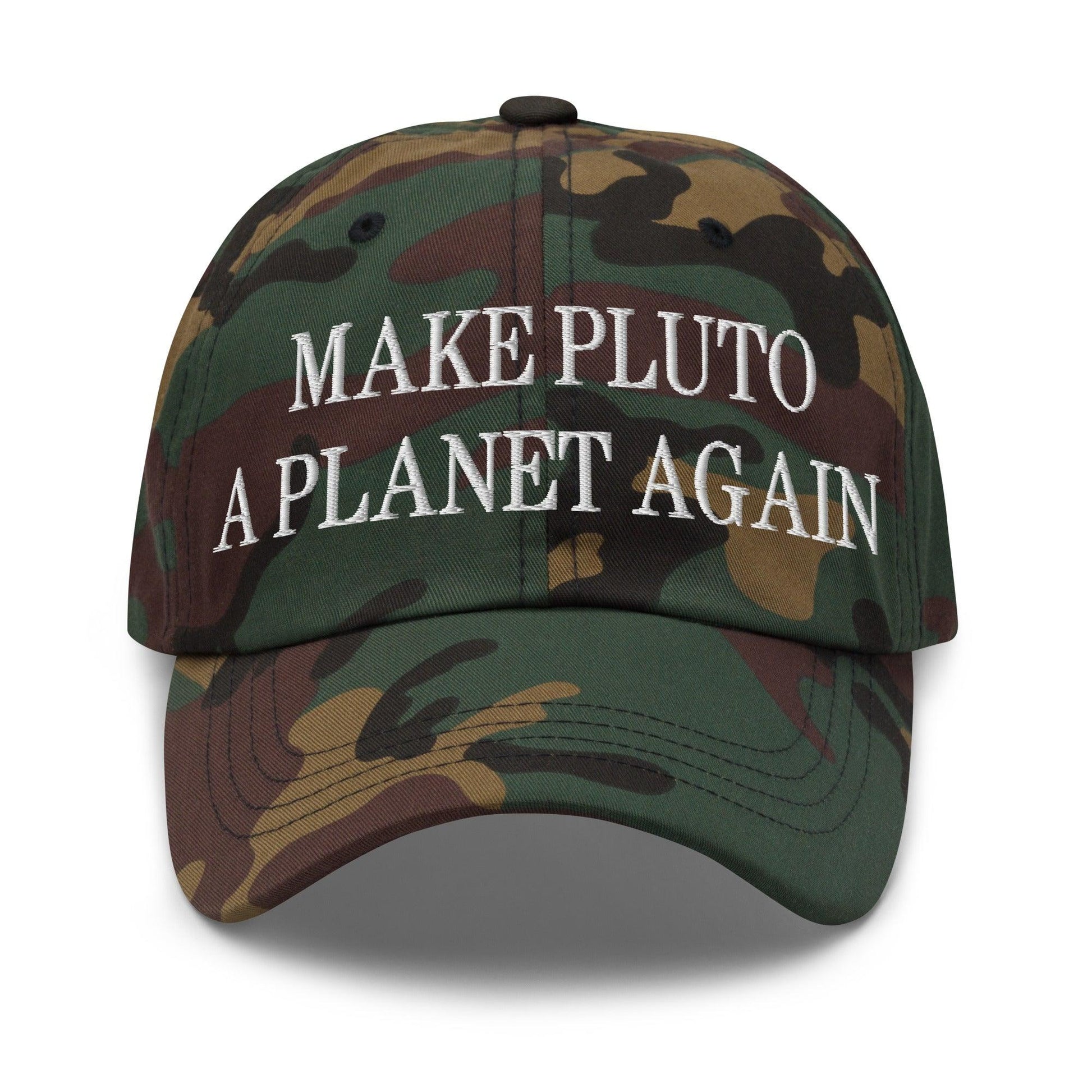 Make Pluto a Planet Again Embroidered Dad Hat - Green Camo