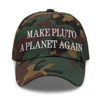 Make Pluto a Planet Again Embroidered Dad Hat - Green Camo