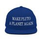 Make Pluto a Planet Again Embroidered Flat Bill Brim Snapback Hat - Royal Blue