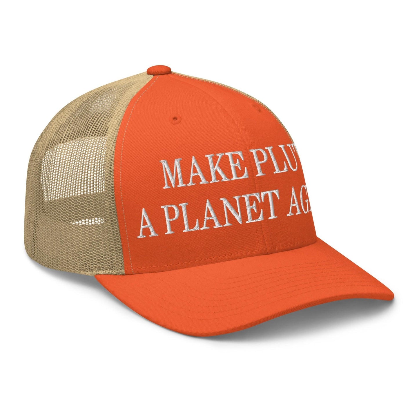 Make Pluto a Planet Again Embroidered Mesh Trucker Hat