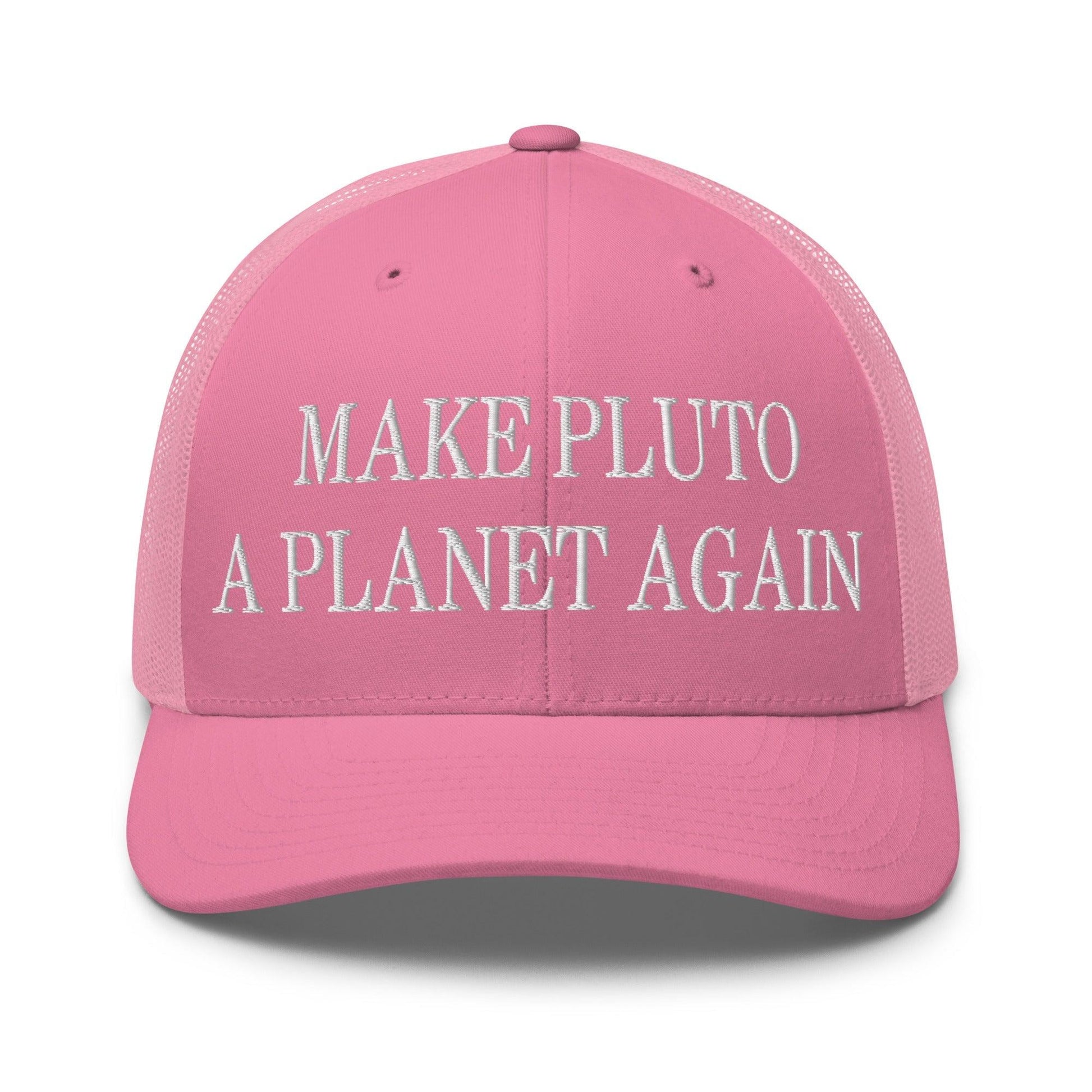 Make Pluto a Planet Again Embroidered Mesh Trucker Hat - Pink