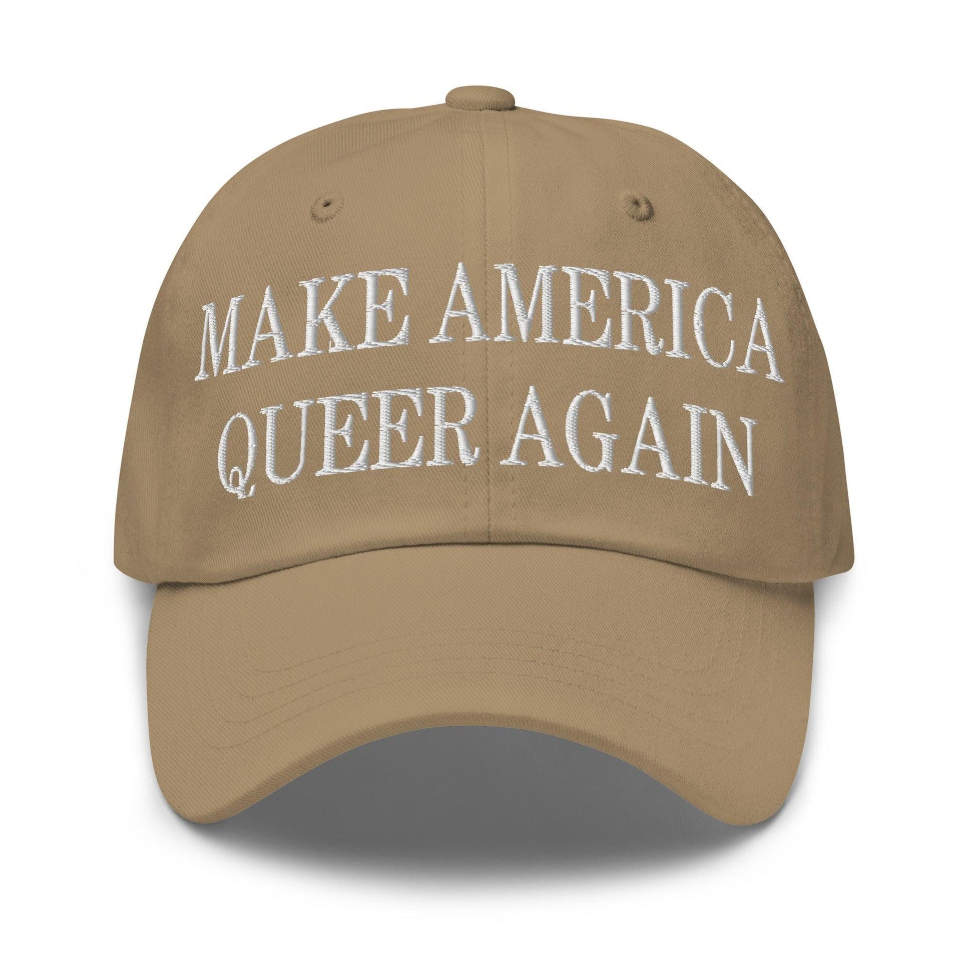 Make Us Queer Again Embroidered Dad Hat - Khaki