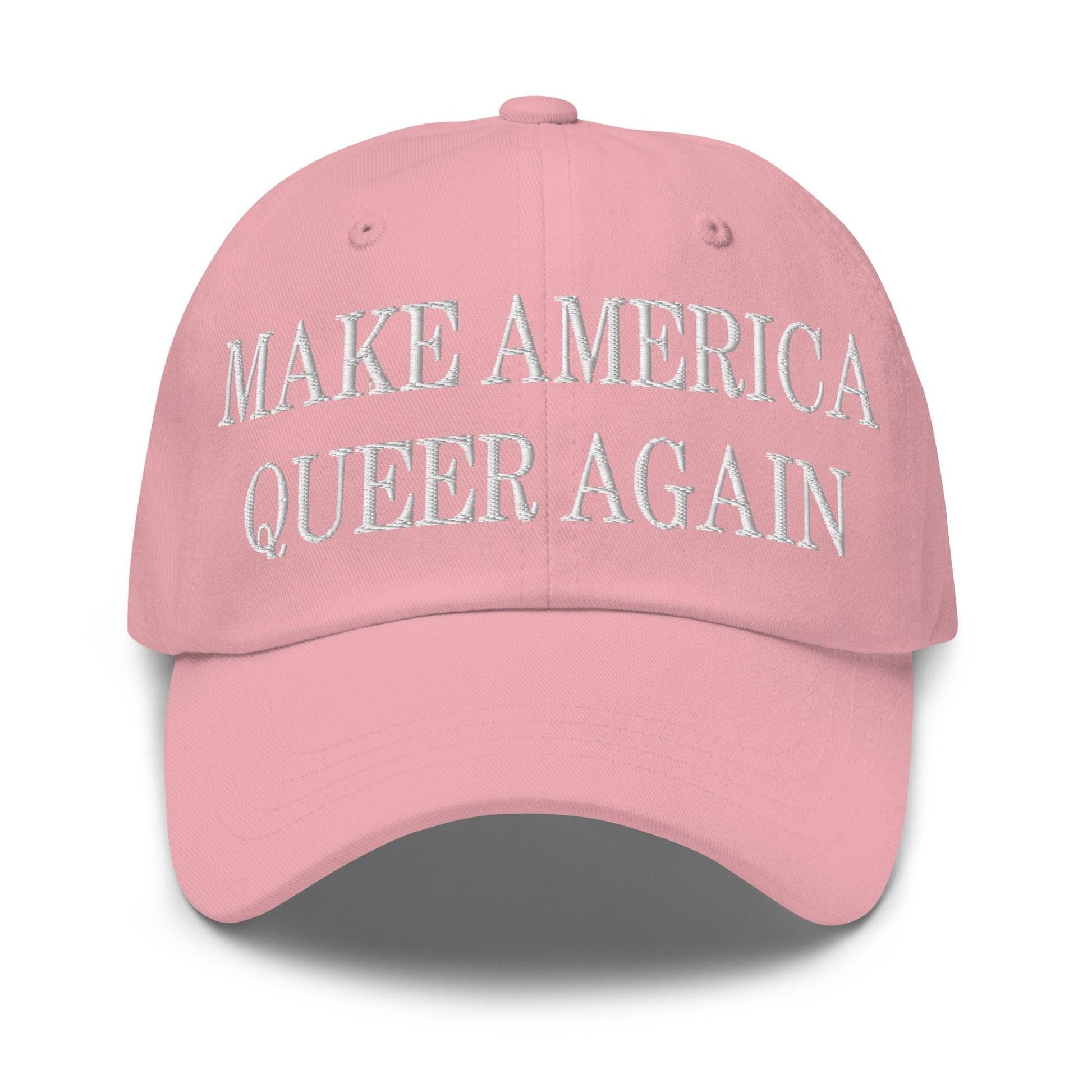 Make Us Queer Again Embroidered Dad Hat - Pink