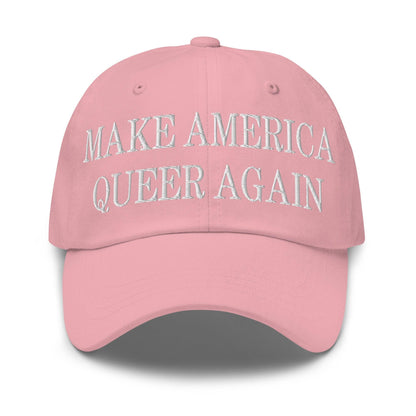 Make Us Queer Again Embroidered Dad Hat - Pink
