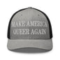 Make Us Queer Again Embroidered Mesh Trucker Hat - Heather/ Black