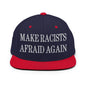 Make Racists Afraid Again Embroidered Flat Bill Brim Snapback Hat - Navy/ Red