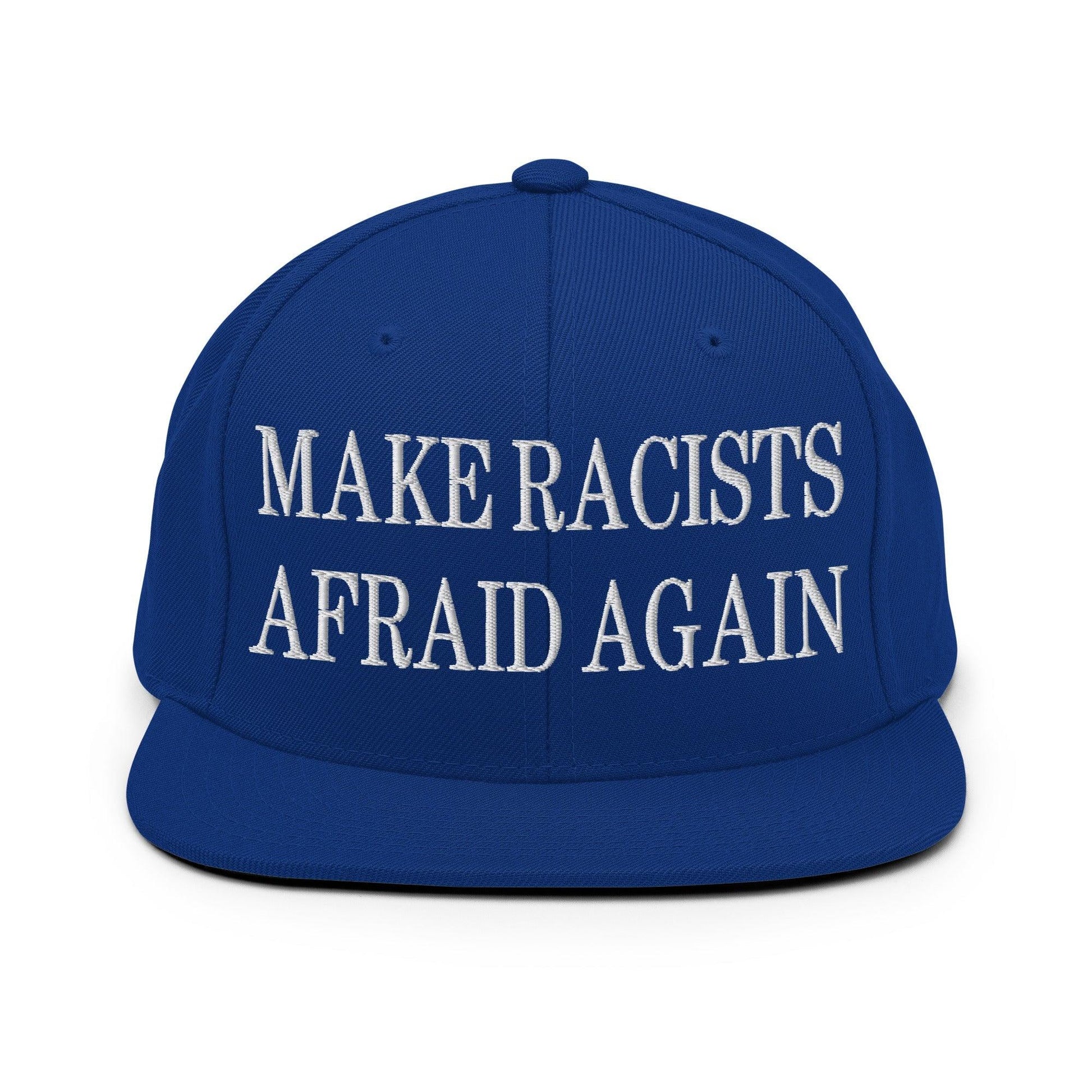 Make Racists Afraid Again Embroidered Flat Bill Brim Snapback Hat - Royal Blue