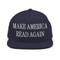 Make Us Read Again Embroidered Flat Bill Brim Snapback Hat - Navy