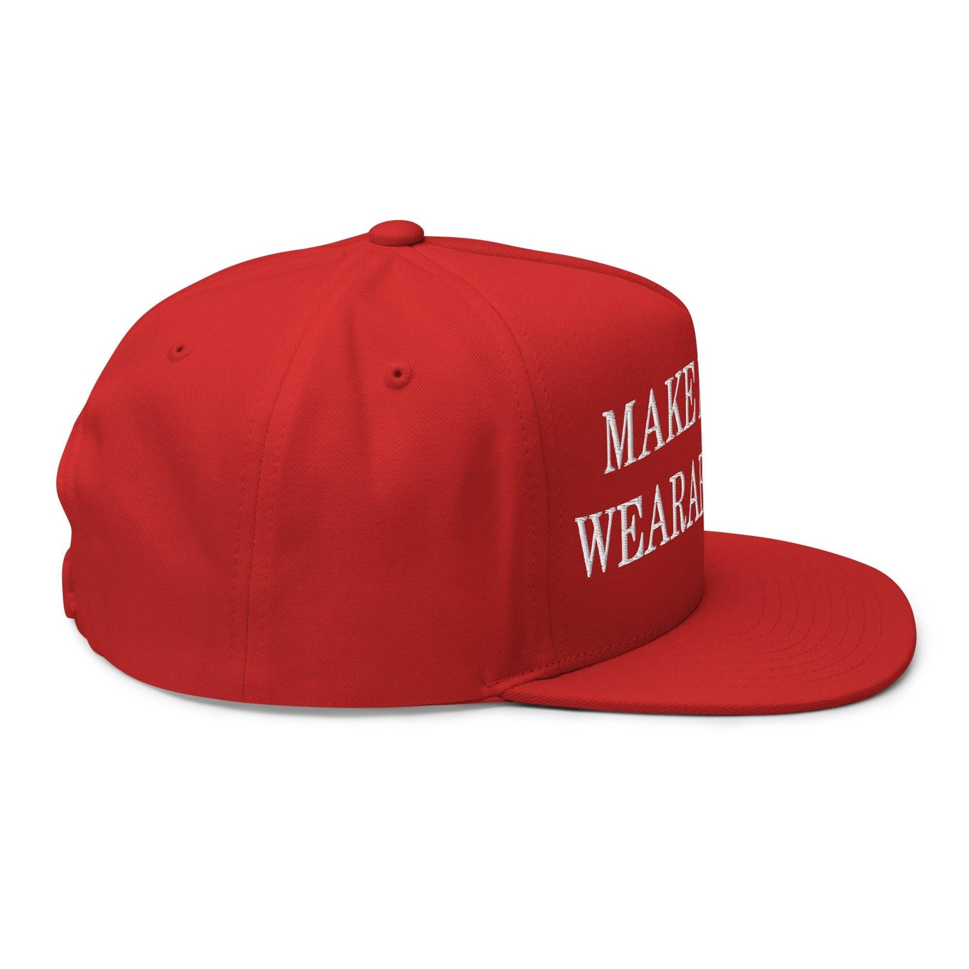 Make Red Hats Wearable Again Embroidered 5 Panel Flat Bill Brim Snapback Hat