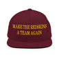Make The Redskins a Team Again Embroidered Flat Bill Brim Snapback Hat - Maroon