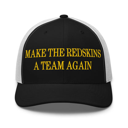 Make The Redskins a Team Again Embroidered Mesh Trucker Hat - Black/ White