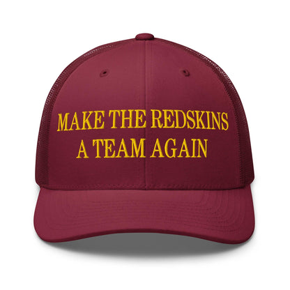 Make The Redskins a Team Again Embroidered Mesh Trucker Hat - Cranberry