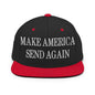 Make Us Send Again Embroidered Flat Bill Brim Snapback Hat - Black/ Red