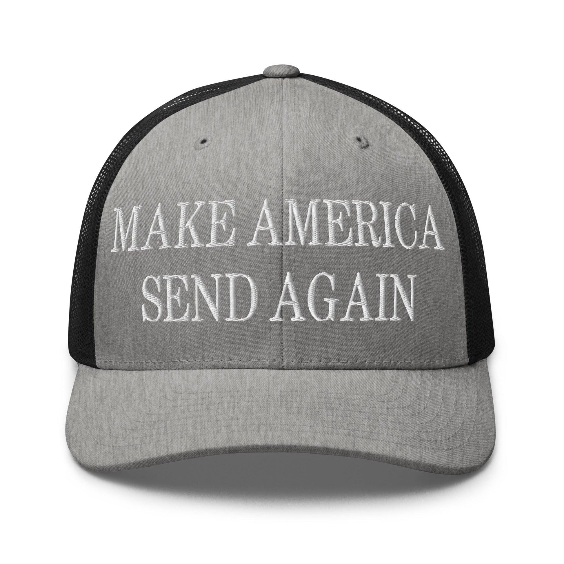 Make Us Send Again Embroidered Mesh Trucker Hat - Heather/ Black