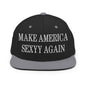 Make Us Sexyy Again Embroidered Flat Bill Brim Snapback Hat - Black/ Silver
