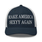 Make Us Sexyy Again Embroidered Mesh Trucker Hat - Navy/ White