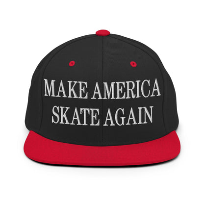 Make Us Skate Again Embroidered Flat Bill Brim Snapback Hat - Black/ Red