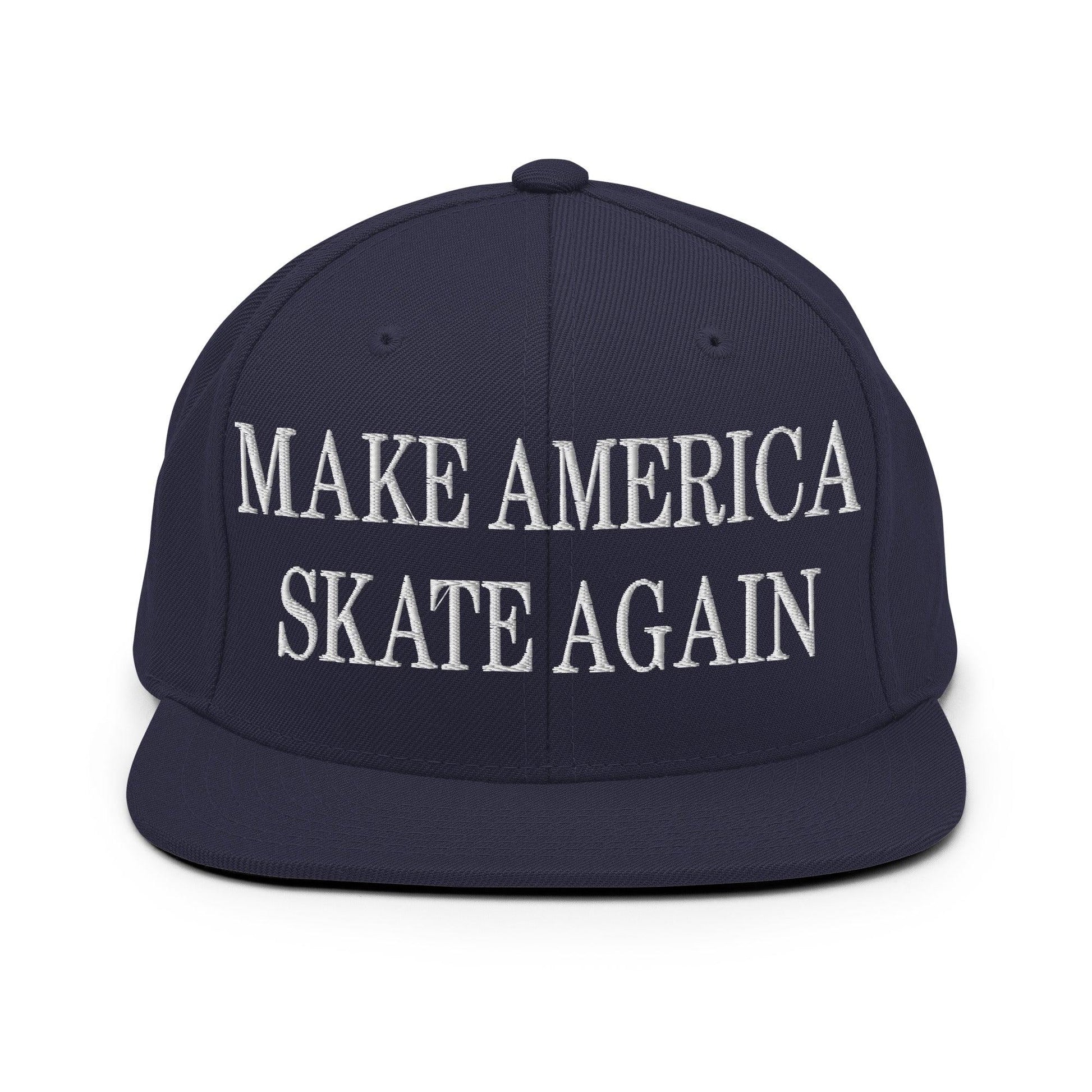 Make Us Skate Again Embroidered Flat Bill Brim Snapback Hat - Navy