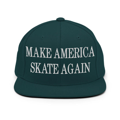 Make Us Skate Again Embroidered Flat Bill Brim Snapback Hat - Spruce