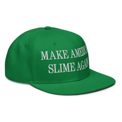Make Us Slime Again Embroidered Flat Bill Brim Snapback Hat