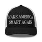 Make Us Smart Again Embroidered Mesh Trucker Hat - Black/ White