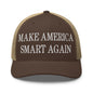 Make Us Smart Again Embroidered Mesh Trucker Hat - Brown/ Khaki