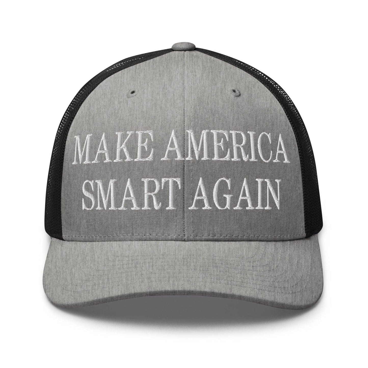 Make Us Smart Again Embroidered Mesh Trucker Hat - Heather/ Black