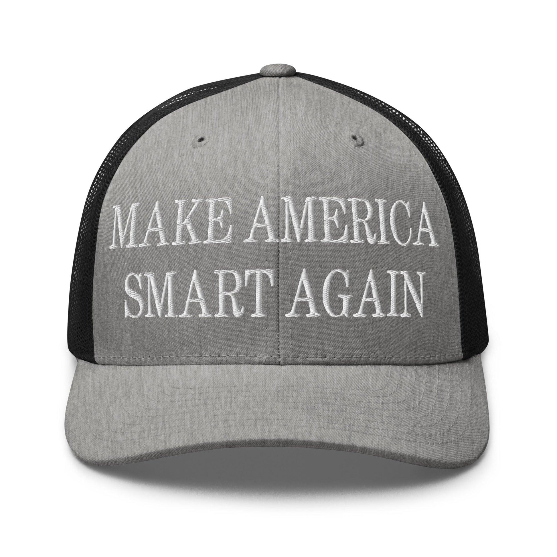 Make Us Smart Again Embroidered Mesh Trucker Hat - Heather/ Black