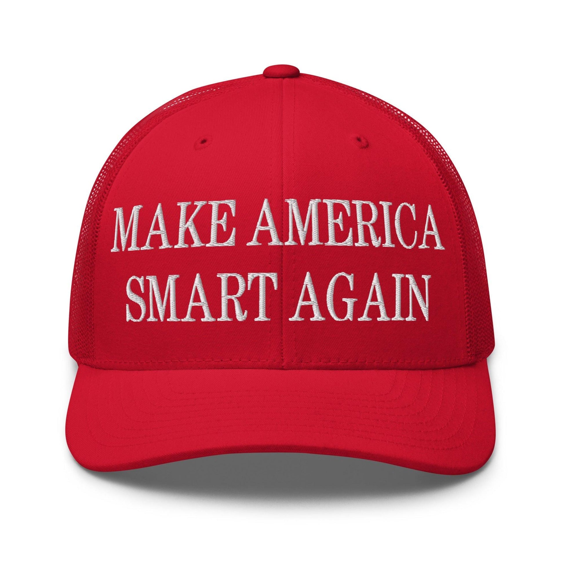 Make Us Smart Again Embroidered Mesh Trucker Hat - Red