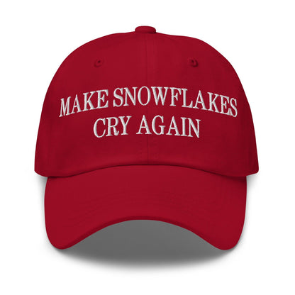 Make Snowflakes Cry Again Embroidered Dad Hat - Cranberry